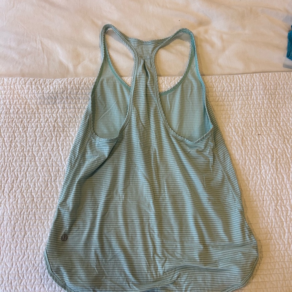 Lululemon Athletica Light Blue Striped Tank Top